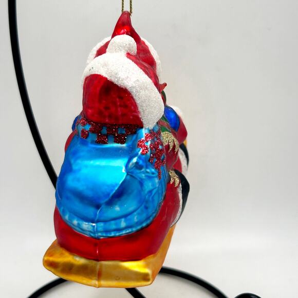 European Old World Hand Blown Glass Snowmen on Sledge Christmas Ornament EUC - Picture 3 of 4